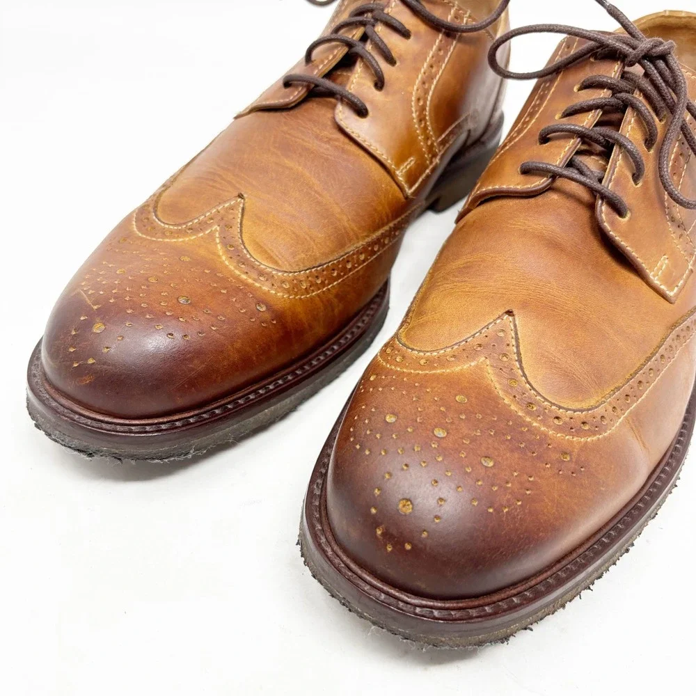 Johnston & Murphy Mens Brown‎ Leather Wingtip Oxford Dress Shoes Size 12M